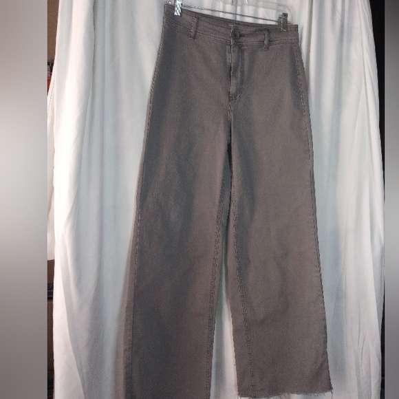 Oat New York Size 6 Women's 11" Wide Leg Jeans Gray Raw Hem Scandi Coastal - Picture 10 of 11